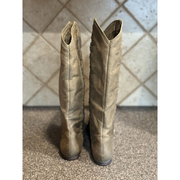 MLE Limited Edition, Knee High Army Green Studded Leather Boots Women's Sz 8.5 - Picture 3 of 7